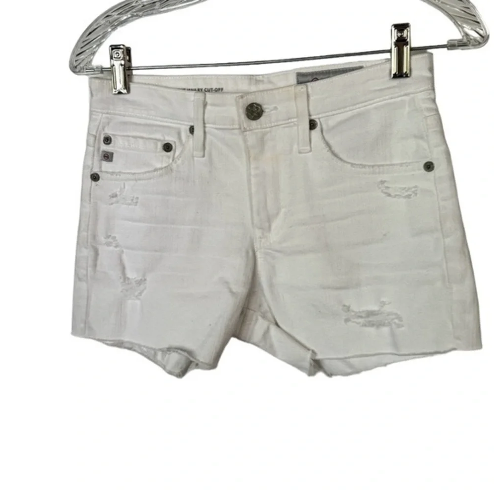 AG Adriano Goldschmied Hailey Cutoff Ex-Boyfriend White Denim Jean Shorts 23 NWT